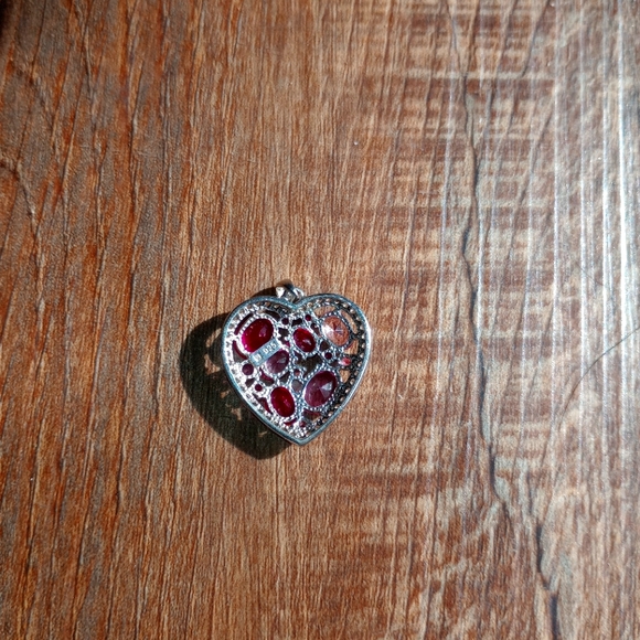 Pink & red cubic zirconia heart pendant, 925 sliver - Picture 2 of 2